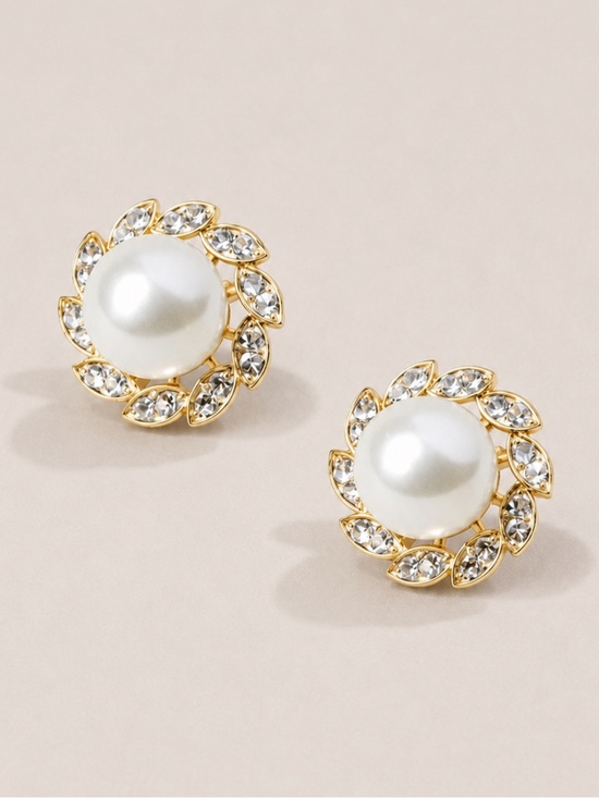 Jewelry - New! Gold Pearl Statement Earrings (1069) NWOT